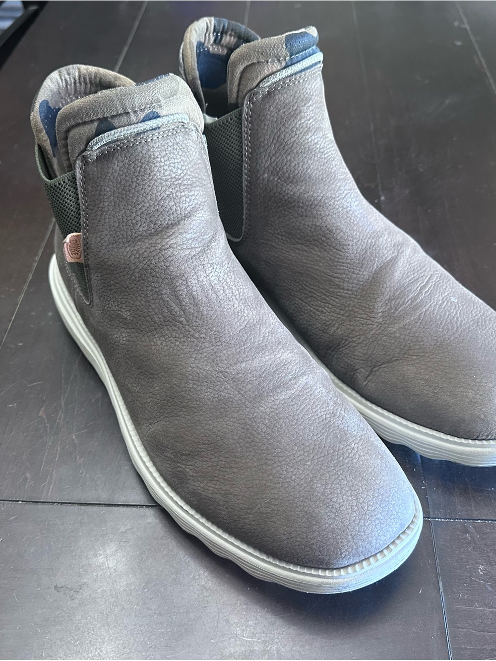 Hey Dude Men's Gray Slip-On Leather Casual Boots